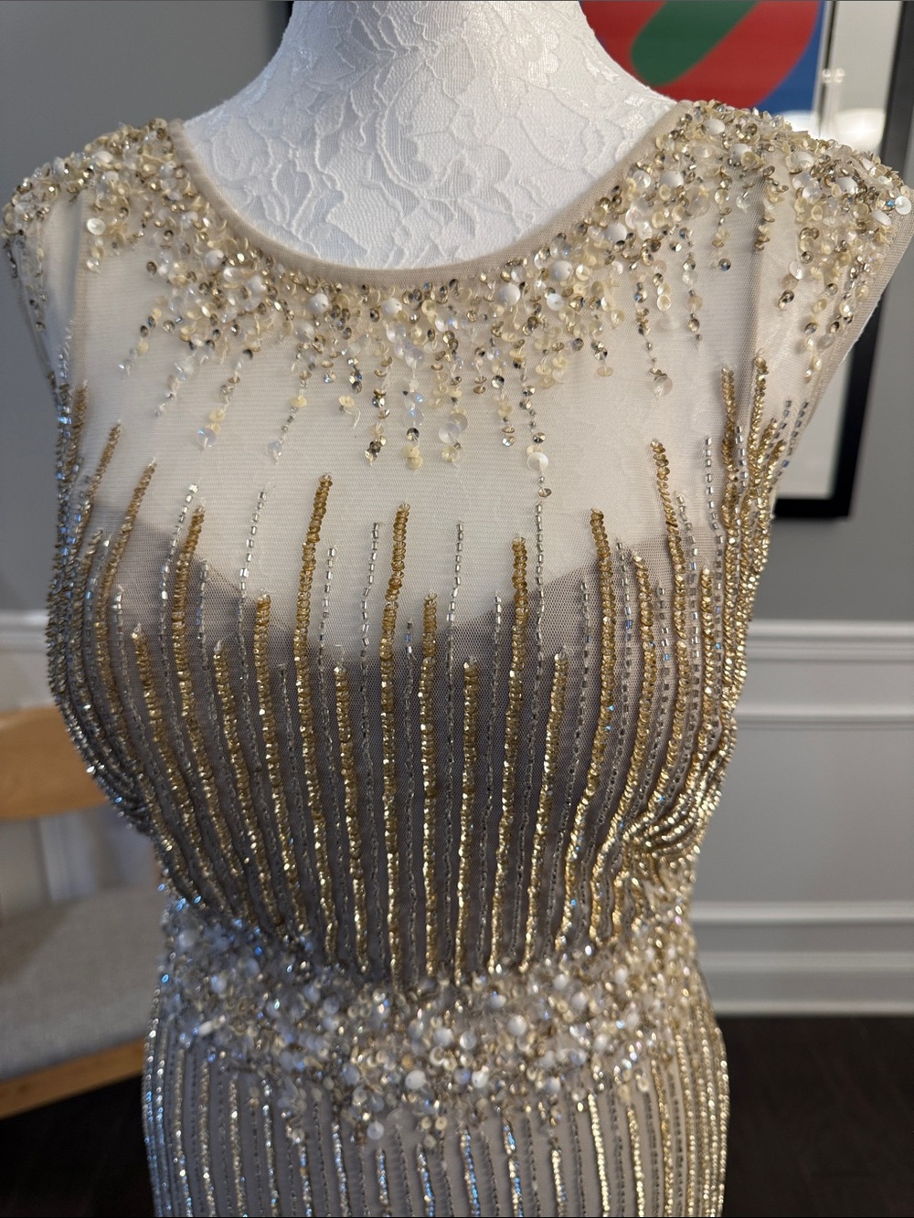 Aidan Mattox Gold Beaded Gown - Picture 4 of 16